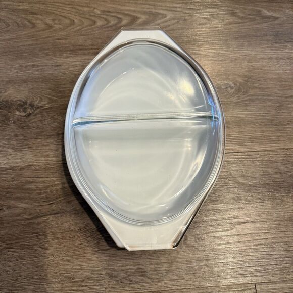 Pyrex 1.5 Qt Divided Casserole Dish Early American Brown Gold with Lid Vintage - Picture 2 of 10